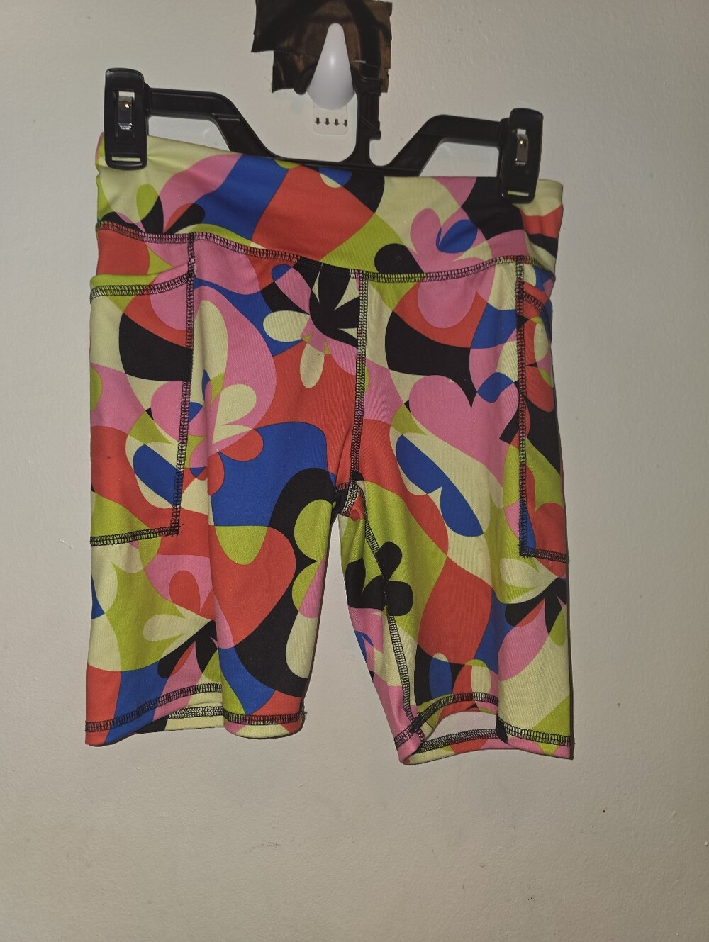 Athletic Works Neon Multi-Color Pattern Bike Shorts